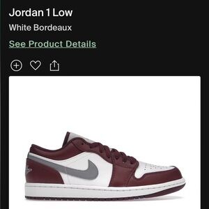 Jordan 1 Low “White Bordeaux”